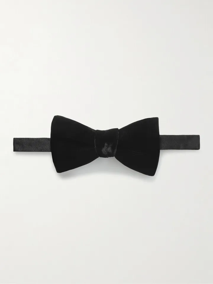 Pre-Tied Velvet and Silk-Twill Bow Tie