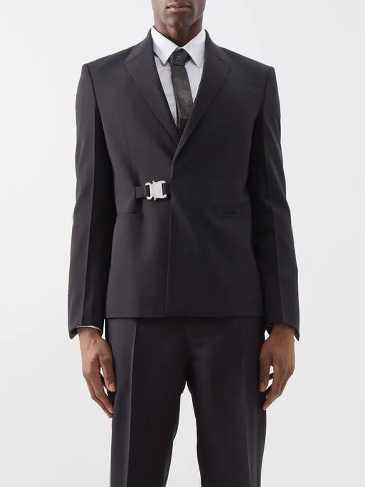 Oblique-front Buckled Wool-blend Jacket
