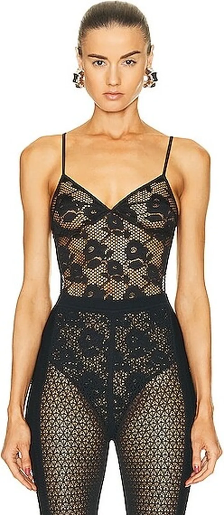fleur du mal Rosalia Lace Bodysuit In Black in Black