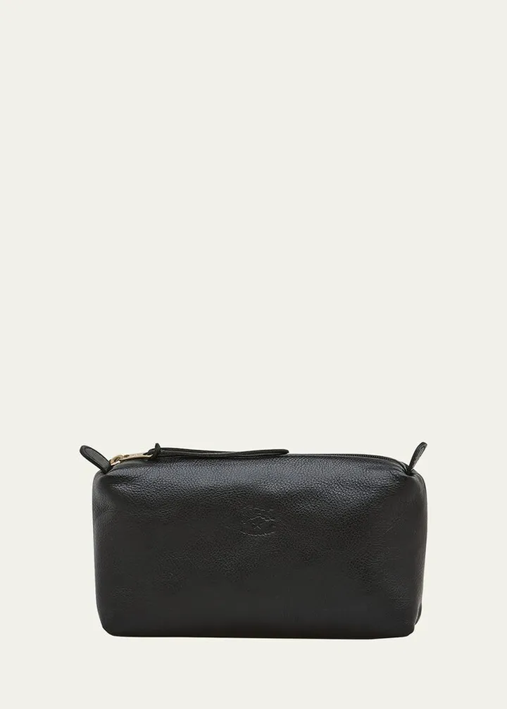 Classic Zip Leather Cosmetic Bag
