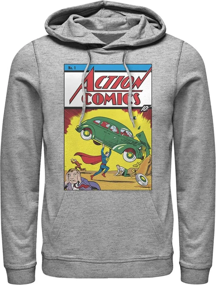 Men's Superman No.1 Action Comics Pull Over Hoodie - Athletic Heather - X Large