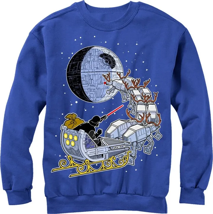 Men's Star Wars Christmas Darth Vader Santa's Sleigh Sweatshirt - Royal Blue - Large