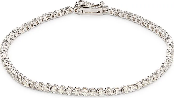 14K White Gold & 1.00 TCW Diamond Tennis Bracelet