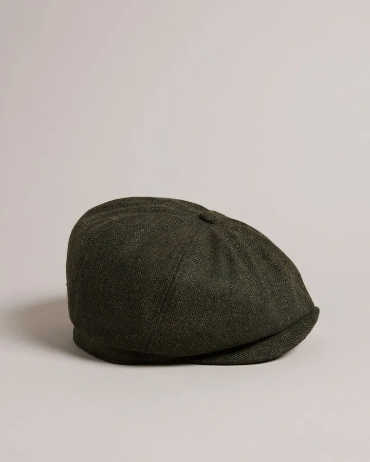 Wool Felt Baker Boy Hat in Khaki