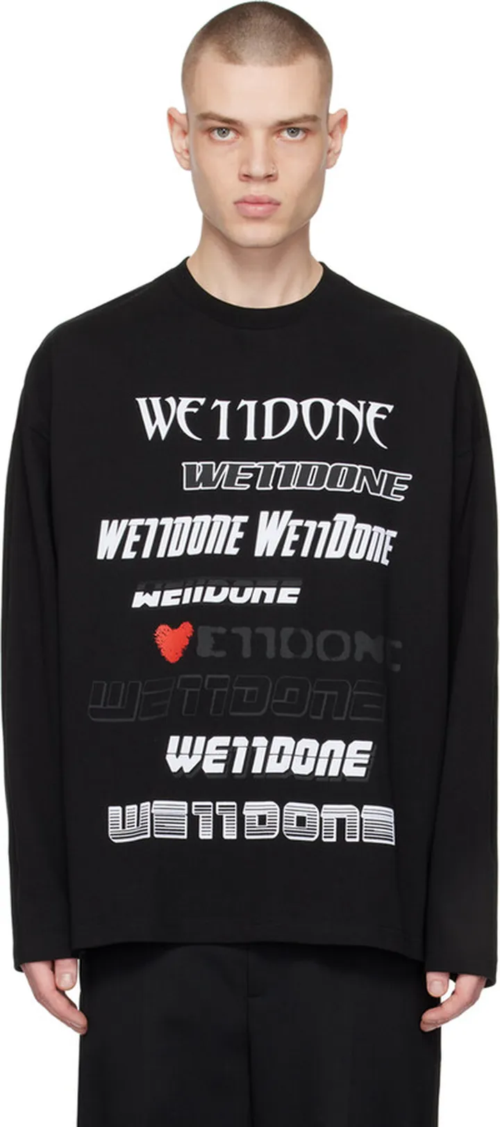 We11done Black Love Long Sleeve T-Shirt