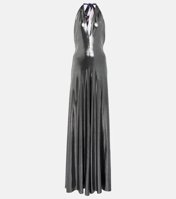 Halter-neck jersey gown