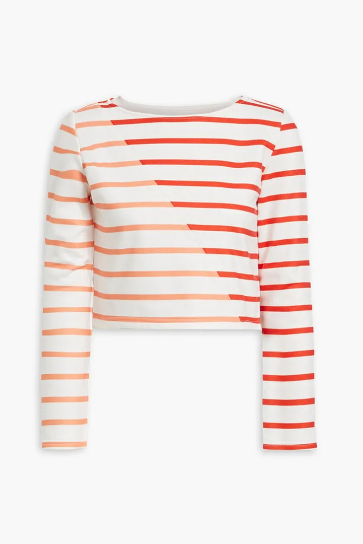 Cropped striped jersey top