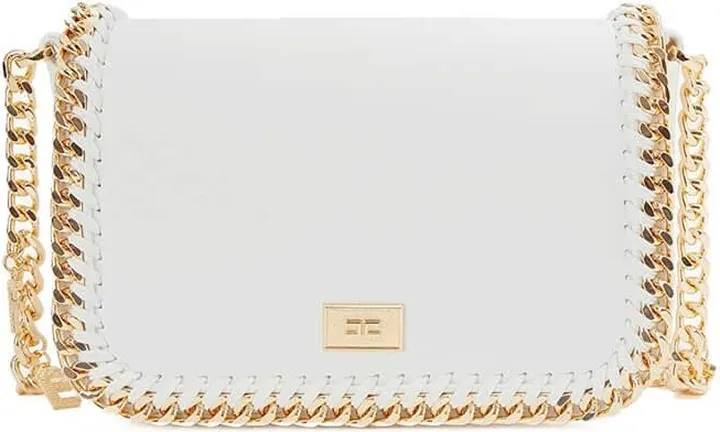 Elisabetta Franchi Ivory Crossbody Bag With Chain
