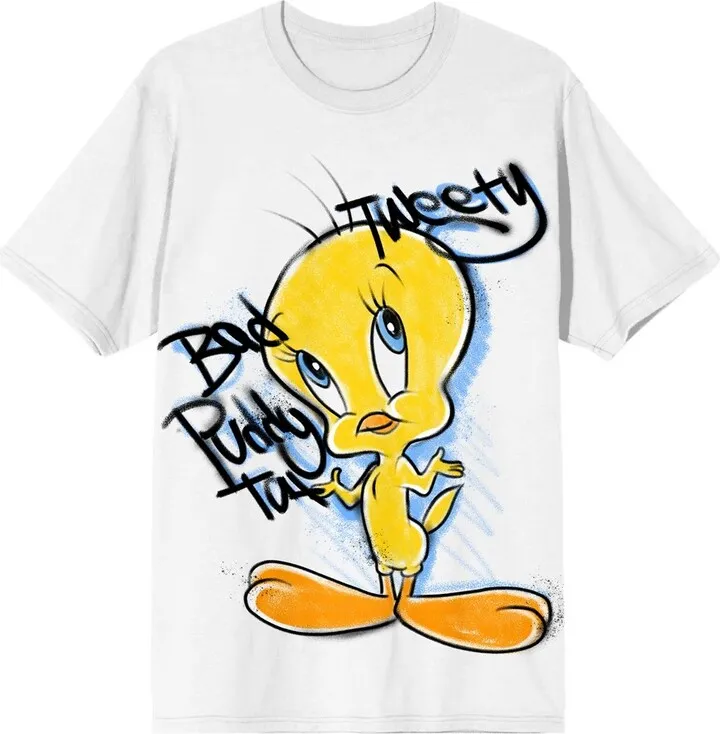Looney Tunes Graffitti Tweety Women’s White T-shirt-3XL