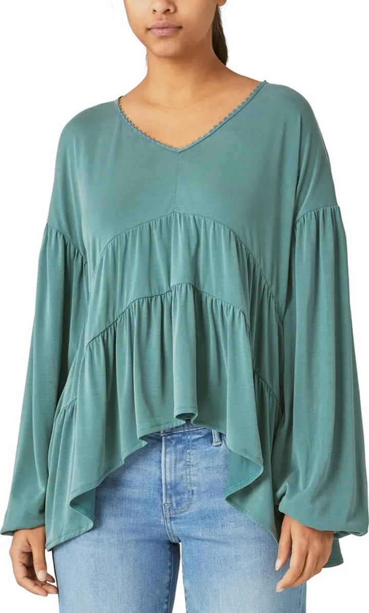 Lucky Brand Women's Asymmetric Tiered Tunic Top