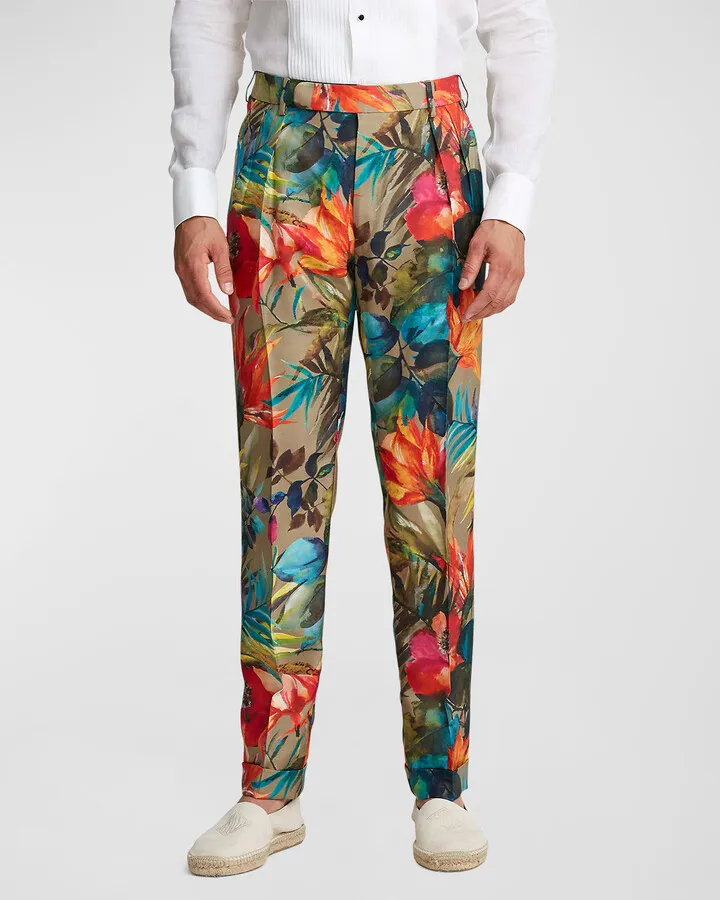 Men's Glenn Floral Linen Trousers
