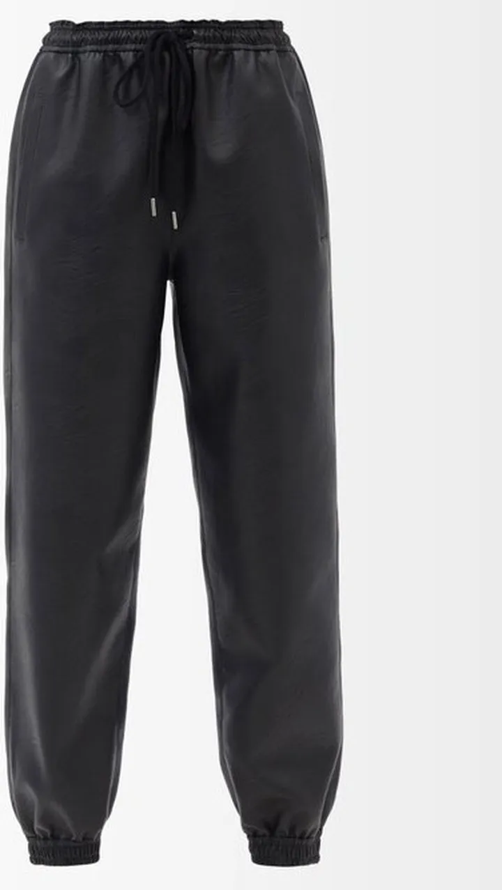 Elasticated-waist Faux-leather Trousers