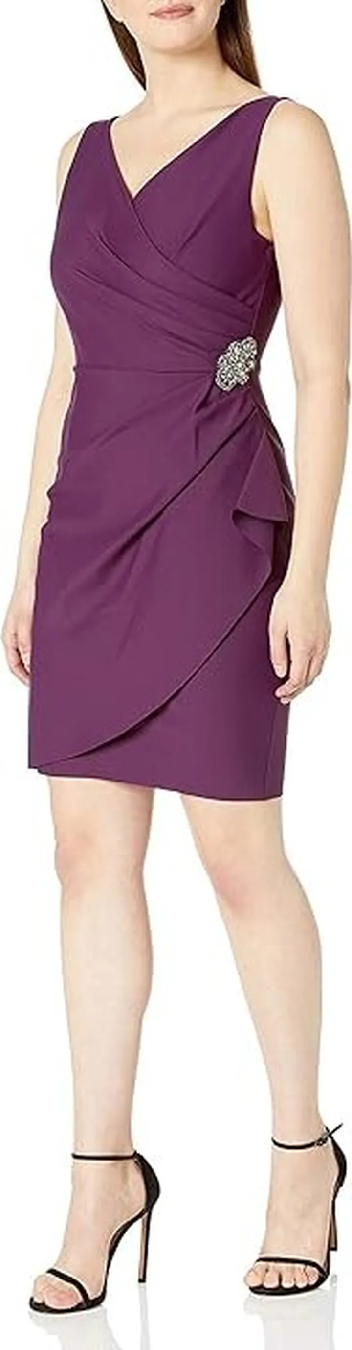 Alex Evenings Short Slimming Dress with Side Ruched Skirt (Summer Plum) Women's Dress