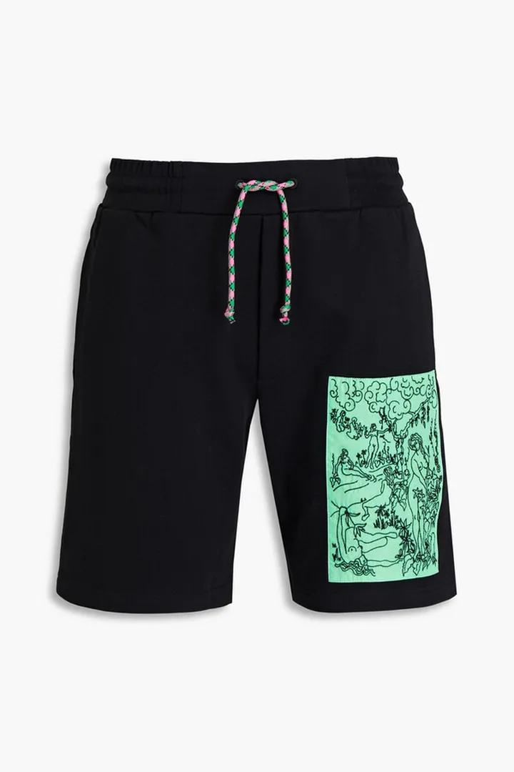 Appliquéd French cotton-terry shorts