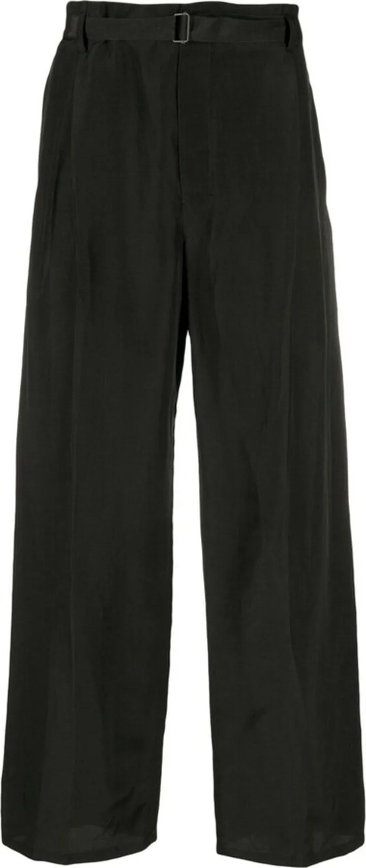 Black Belted Straight-Leg Trousers