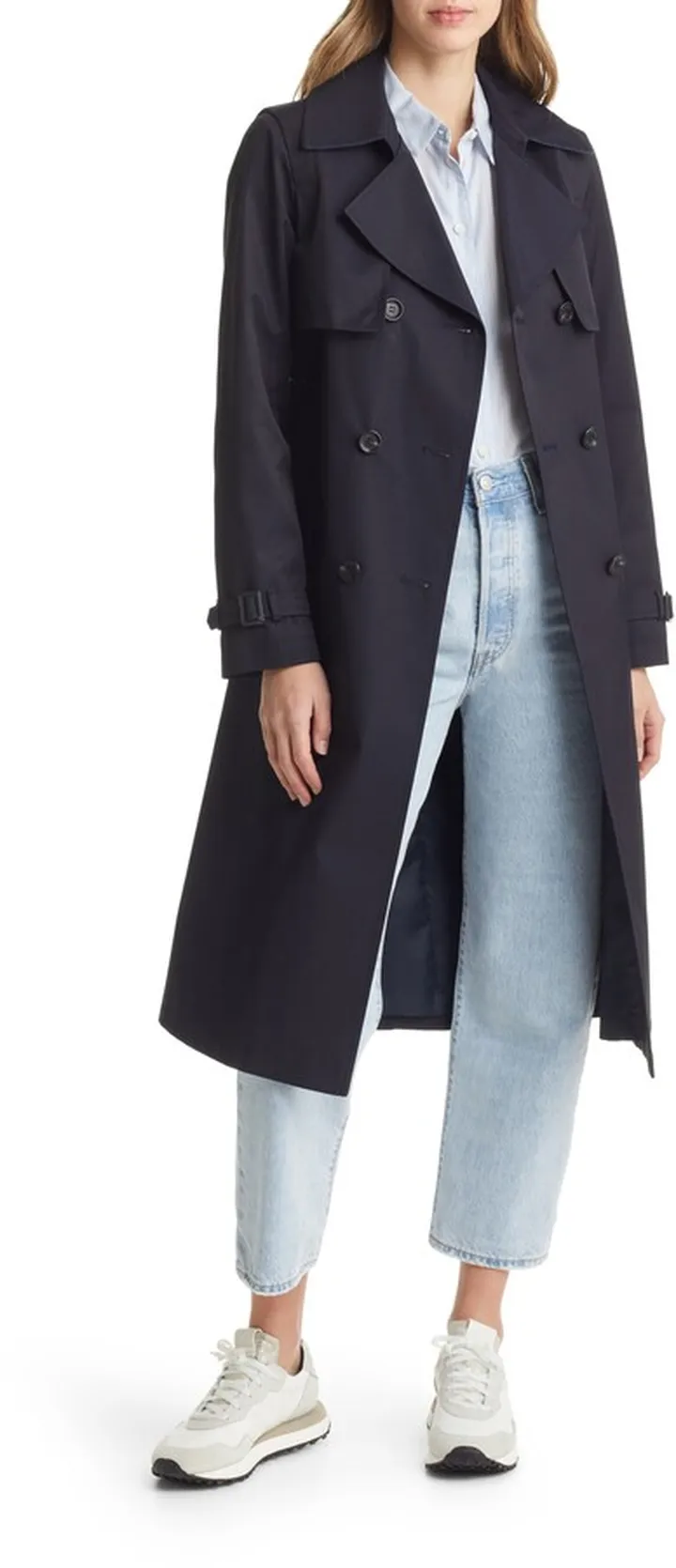 Water Repellent Double Face Cotton Blend Trench Coat