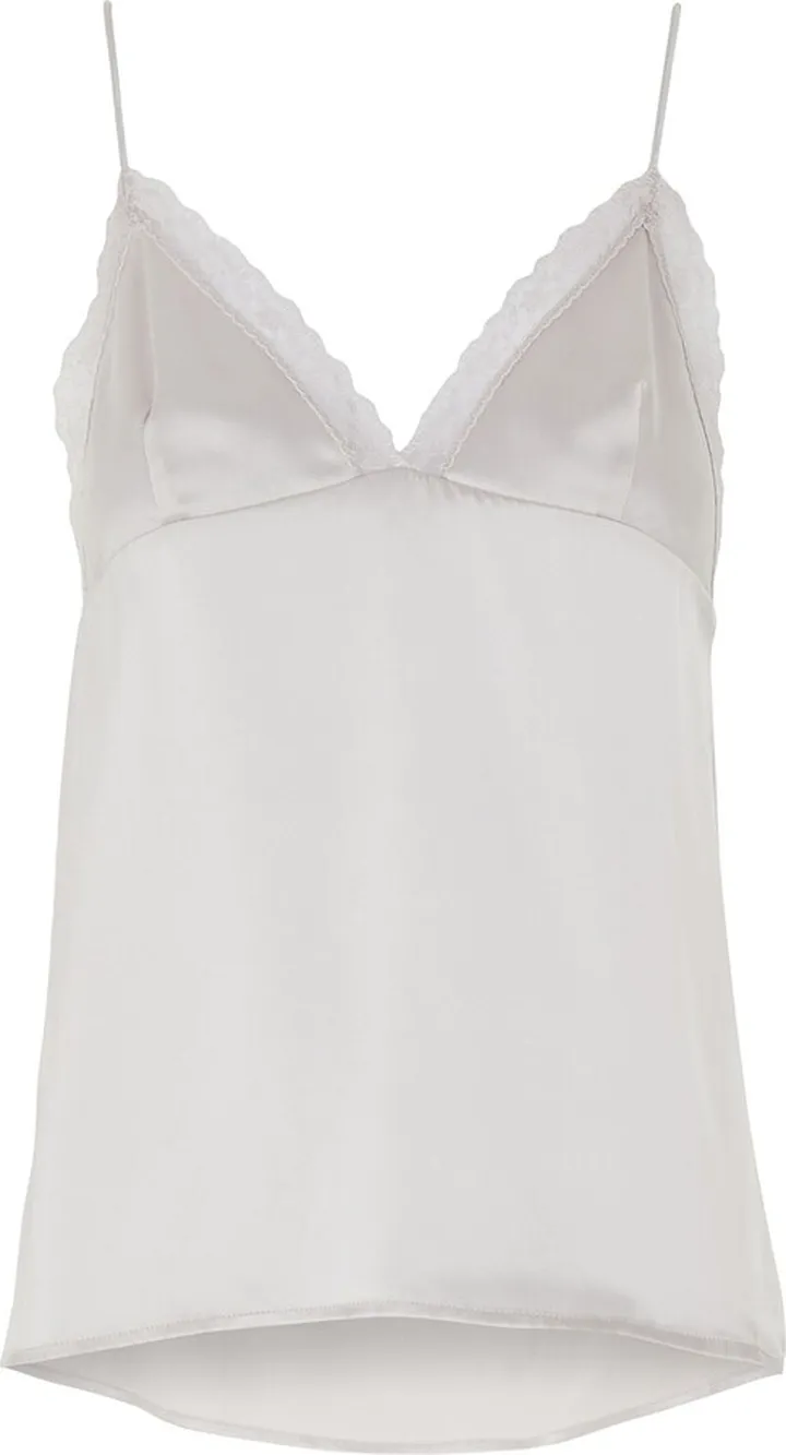 Silk Satin Lace-trimmed Strap Camisole Sleepwear Light Grey