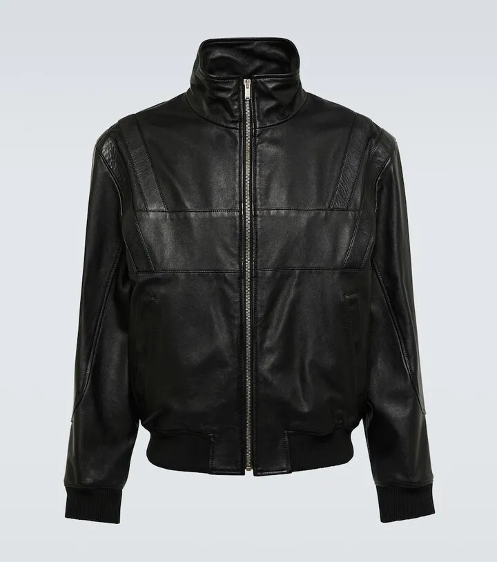 Paneled leather jacket