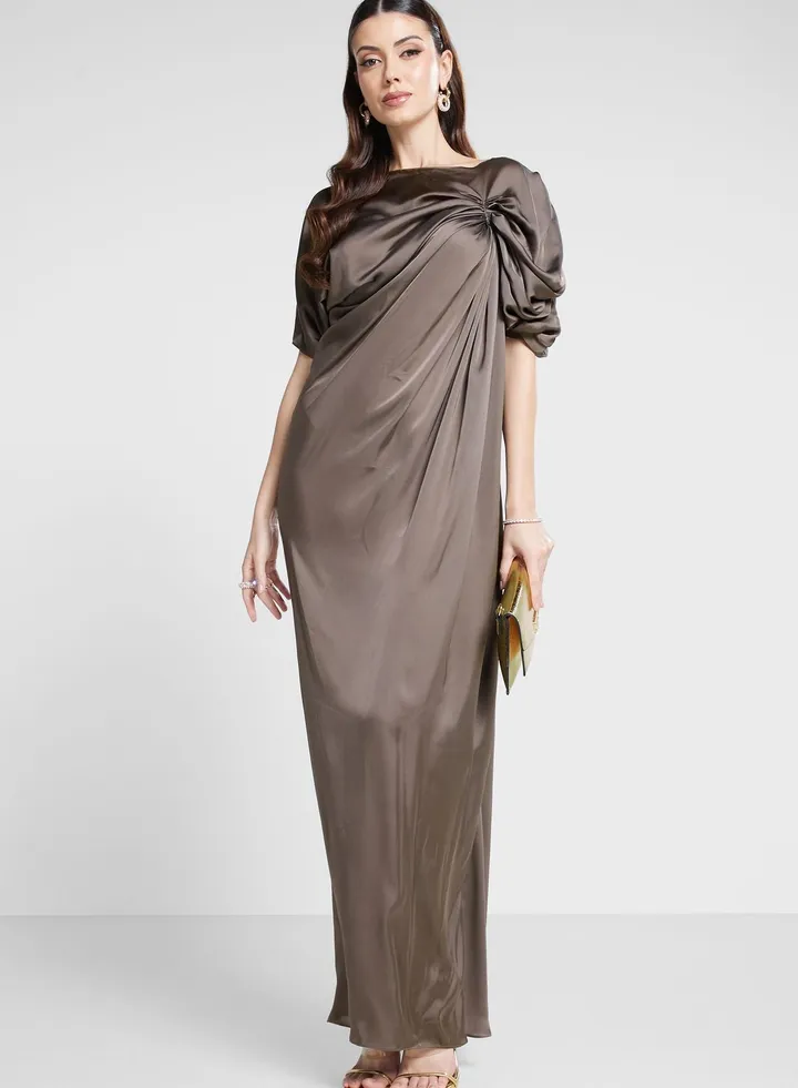 Gathered Cowl Draped Dress