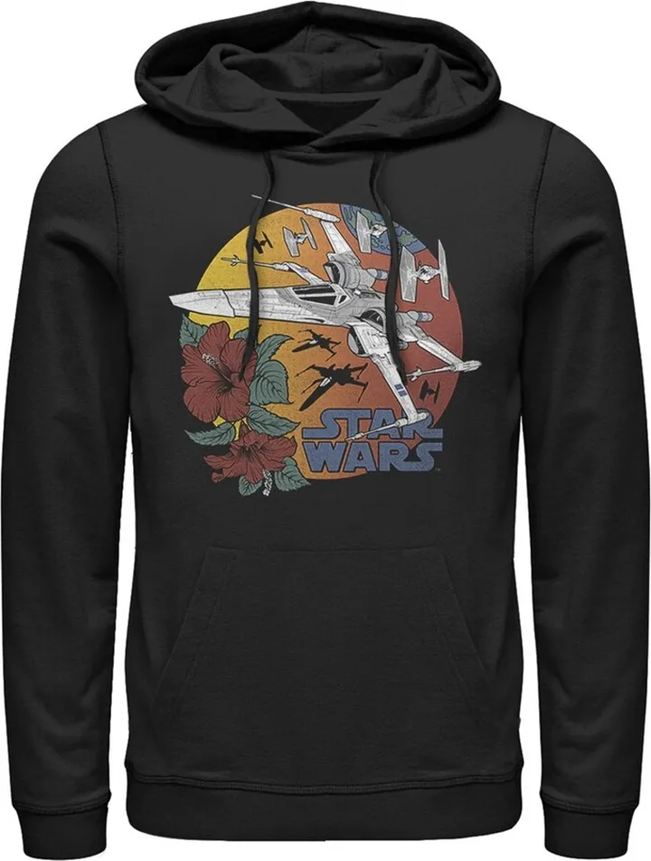 Men's Star Wars: The Rise of Skywalker Tropical X-Wing Pull Over Hoodie - Black - X Large