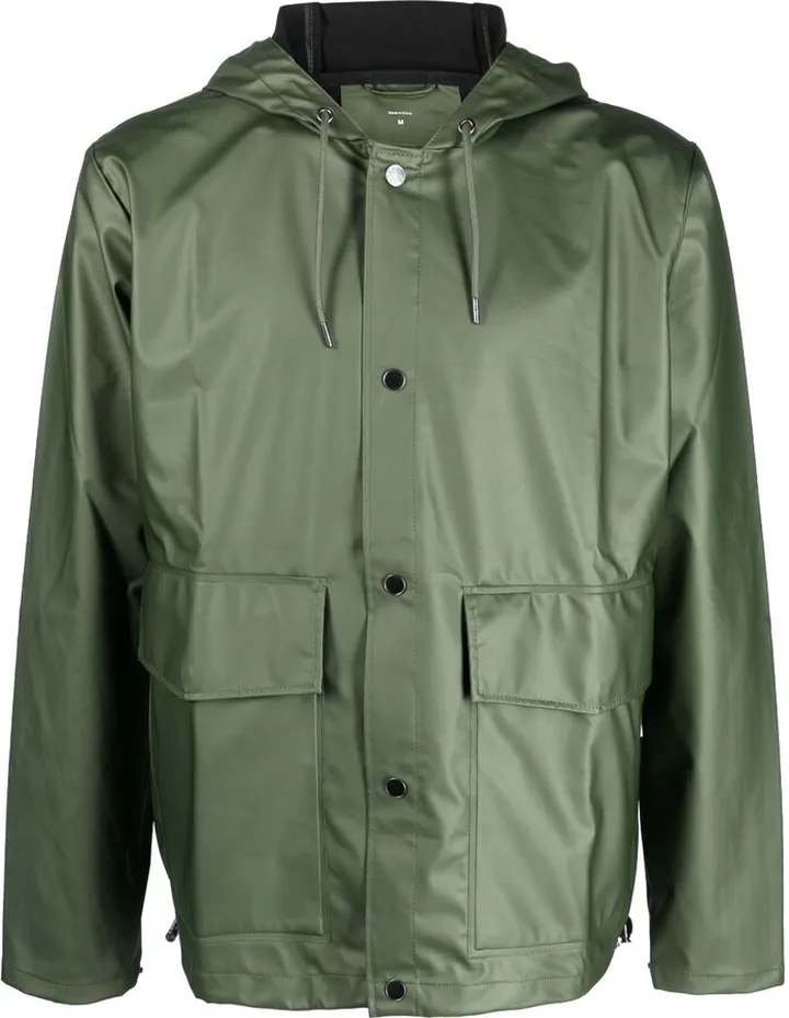 Coated-Finish Button-Up Raincoat
