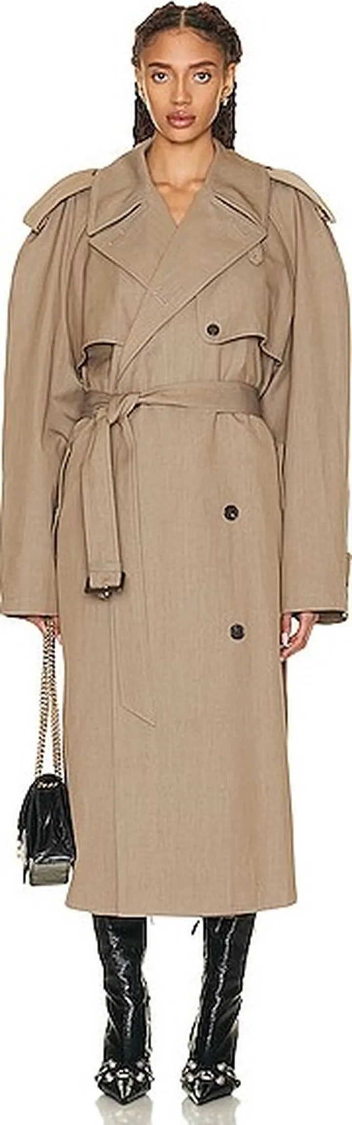 Balenciaga Wool Trench Coat in Beige