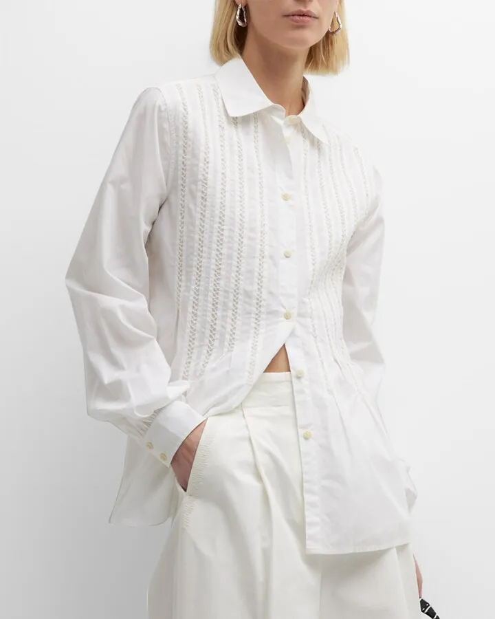 Shorewood Embroidered Blouson-Sleeve Shirt