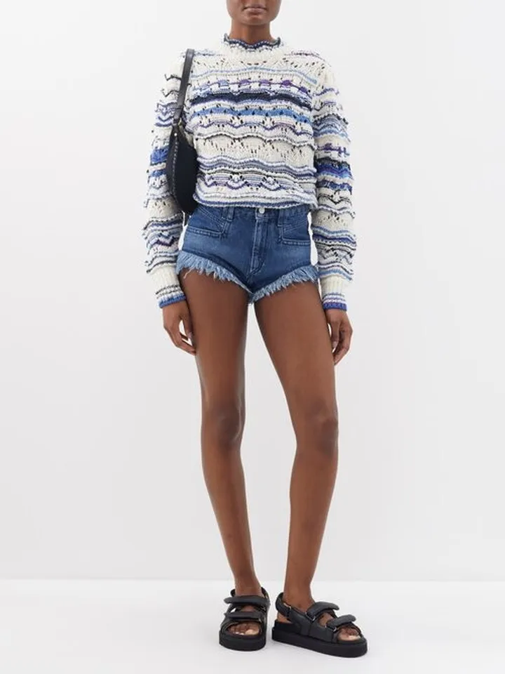 Eneidao Denim Raw-edge Denim Shorts