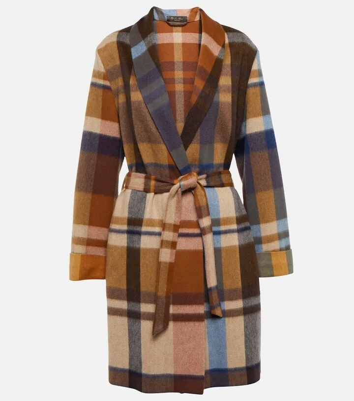 Checked cashmere robe