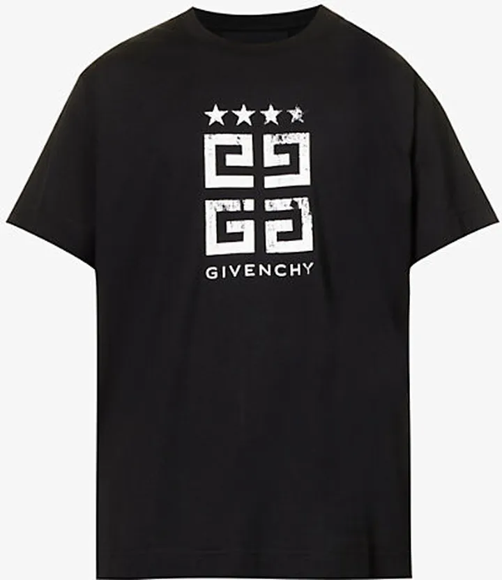 Mens Black Logo-print Regular-fit Cotton-jersey T-shirt