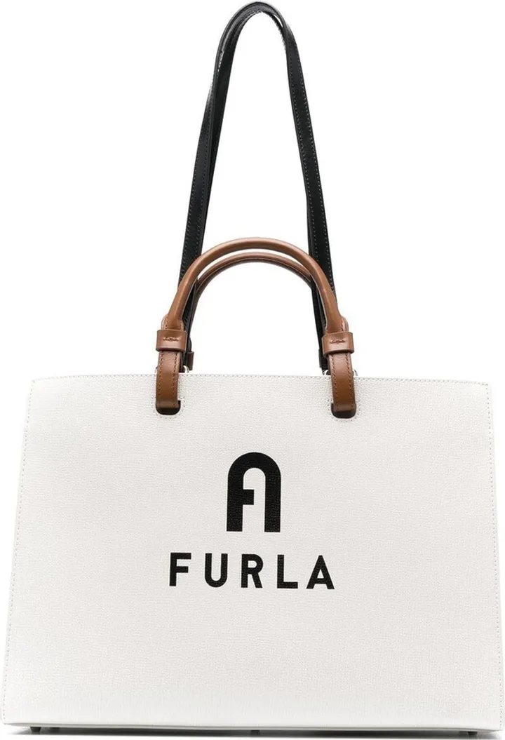Logo-Print Leather Tote Bag