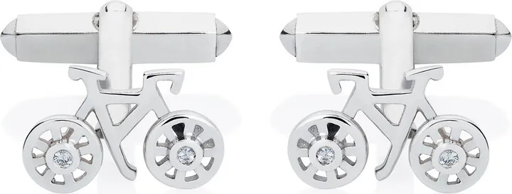Lee Renee - Bike Cufflinks White Sapphires & Silver