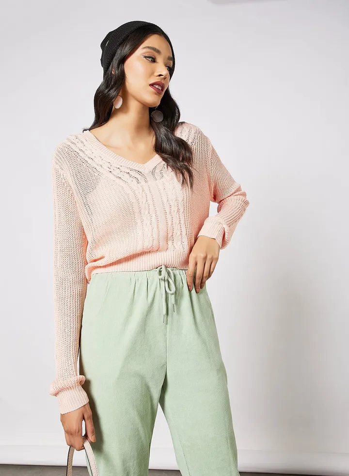 Knit Crop Sweater Pink