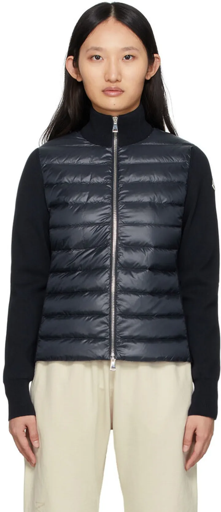 Moncler Navy Down Padded Cotton Cardigan Jacket