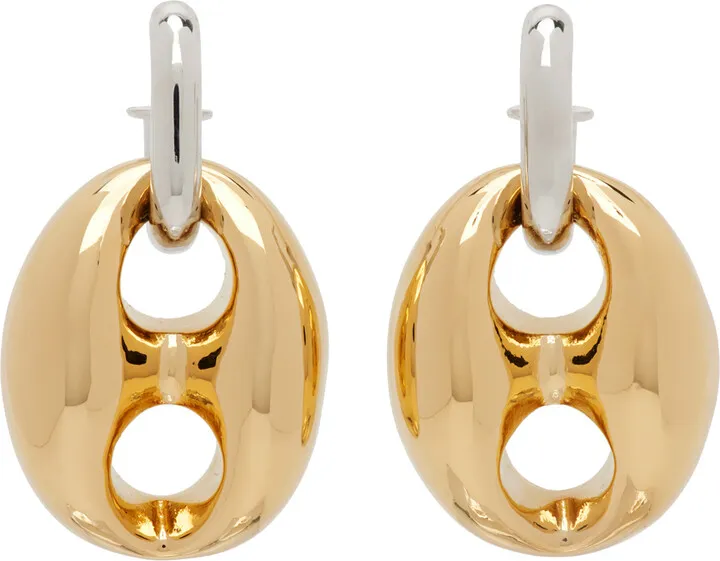 Paco Rabanne Gold & Silver Xtra Eight Dang Earrings