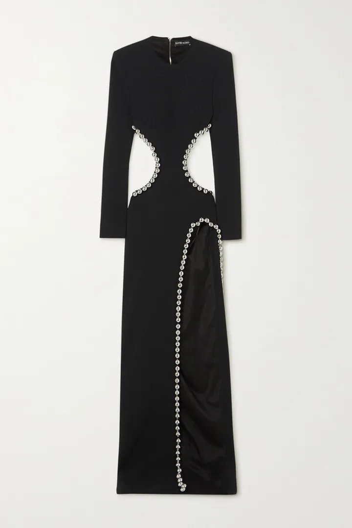 David Koma - Cutout Bauble-embellished Crepe Gown - Black