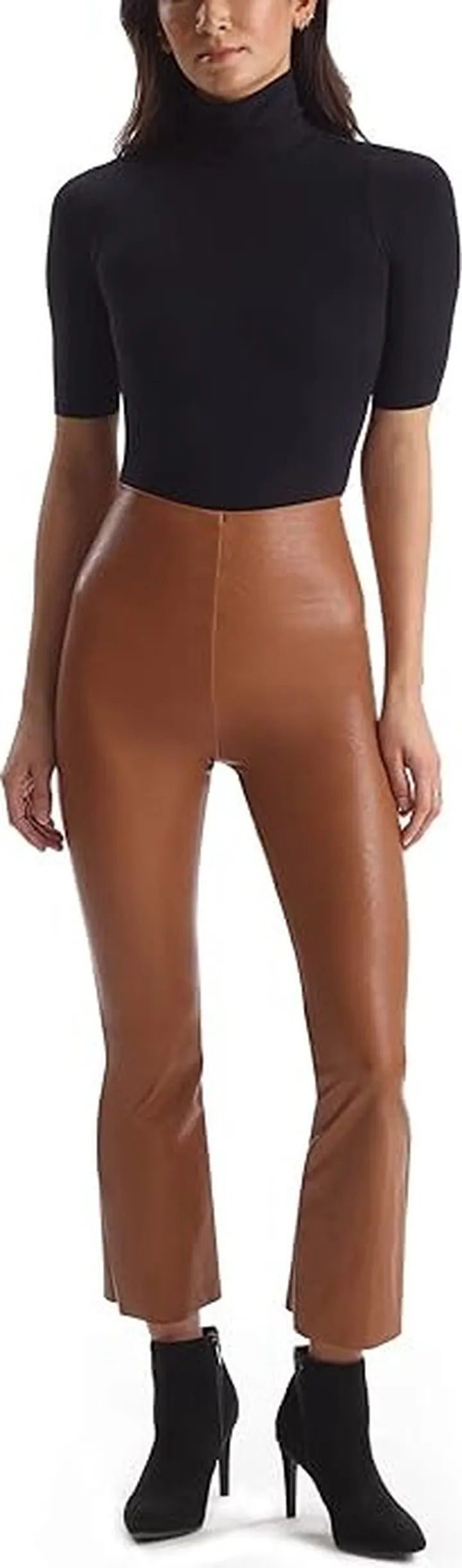 Commando Faux Leather Cropped Flare Perfect Control Leggings SLG33 (Cocoa) Women's Casual Pants