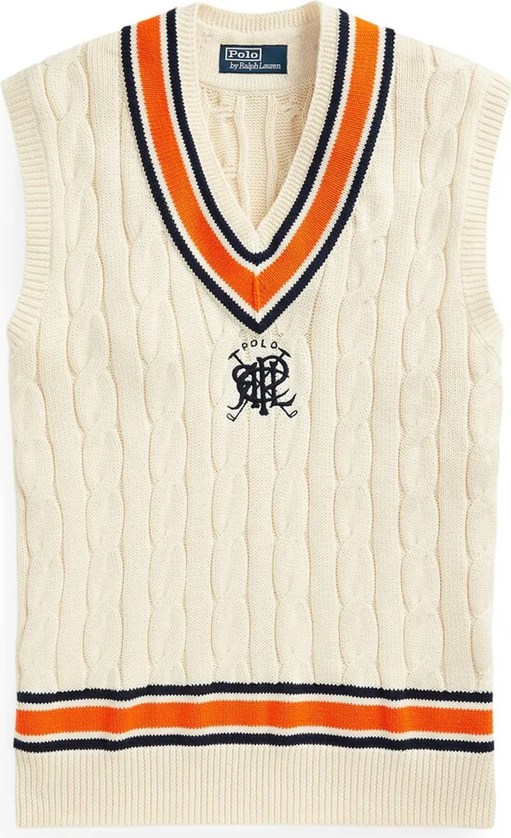 Crest Cotton Cricket Vest Sweater Ivory