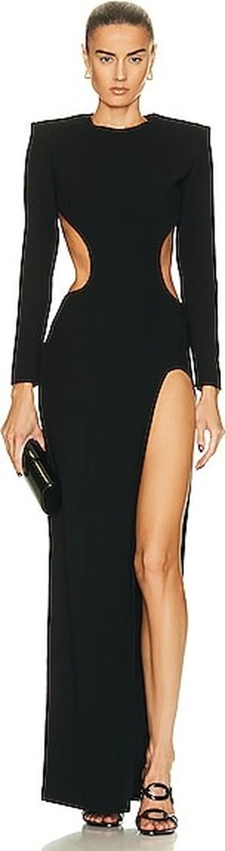 MONOT Open Back Long Sleeve Dress in Black
