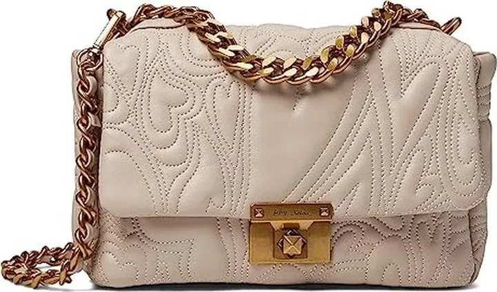 Blue by Betsey Johnson Groovy Hearts Flap Crossbody (Oat) Handbags