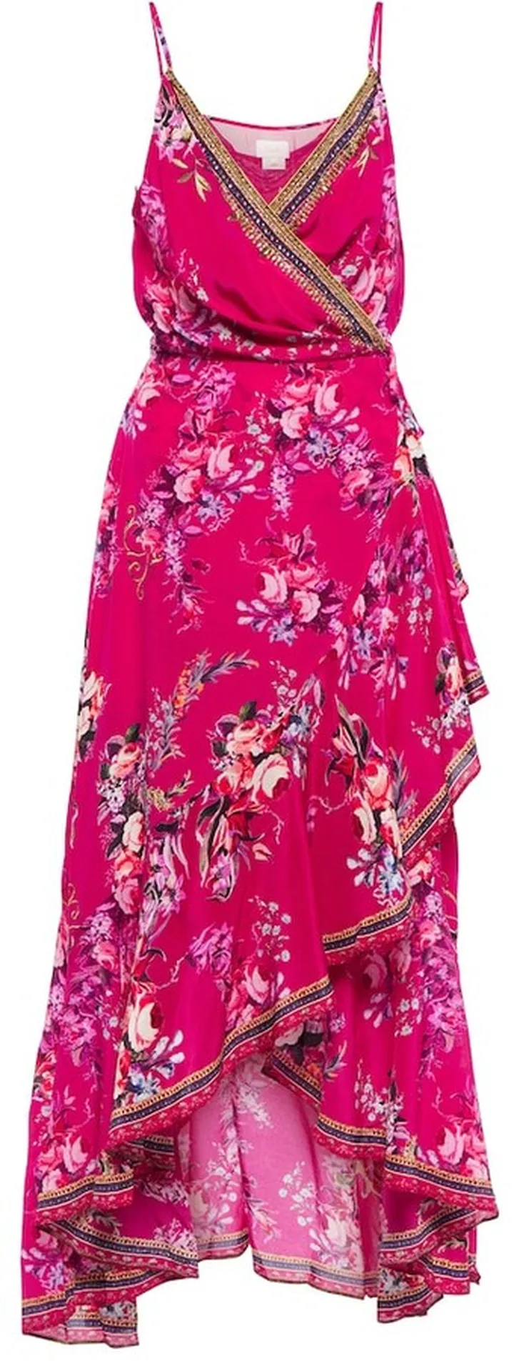 Embellished floral silk midi dress