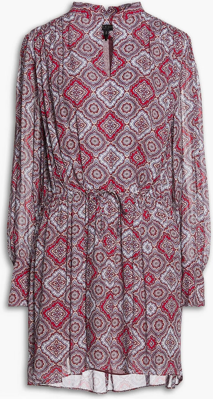 Carly pleated printed georgette mini dress