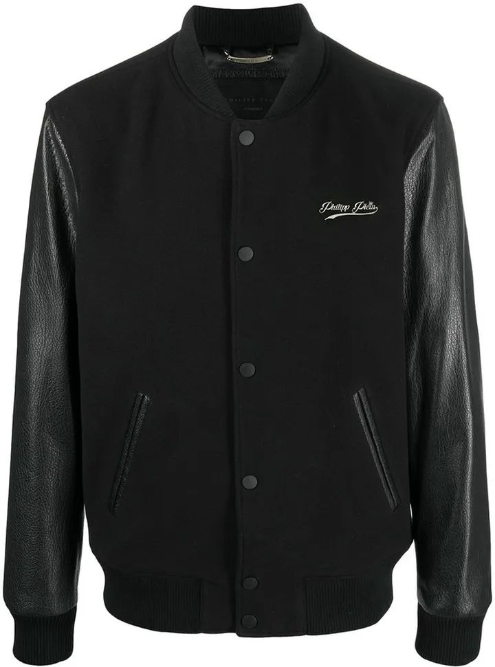 Leather Sleeve Bomber Jacket