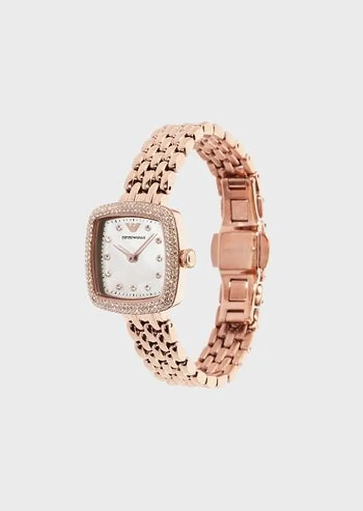 Two-Hand Rose Gold Stainless Steel Watch