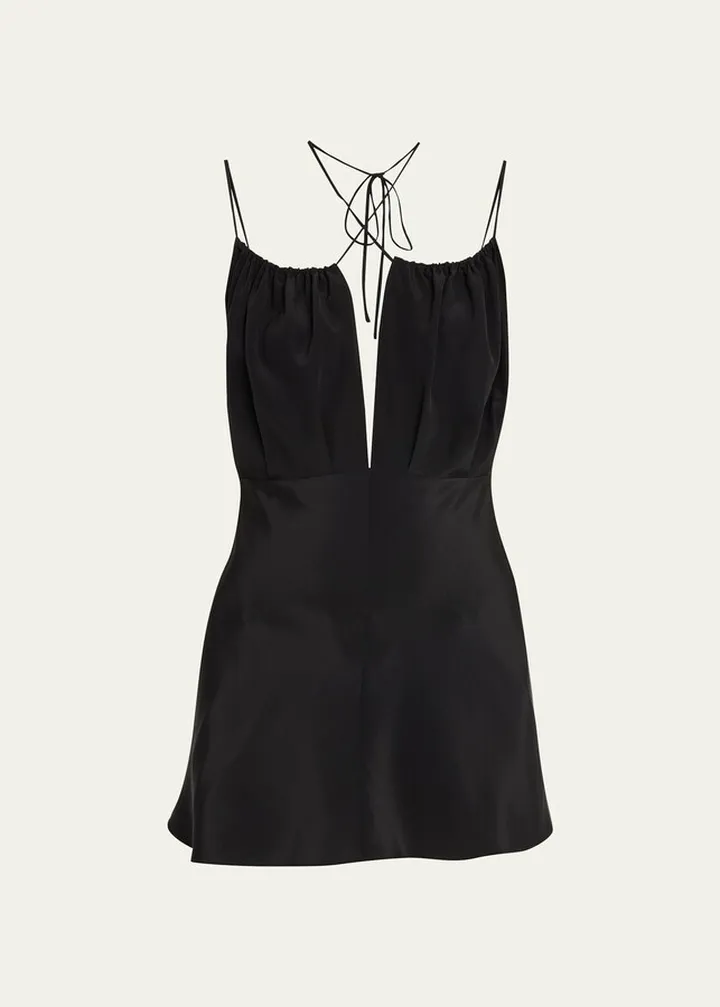 Gathered Silk Halter Top