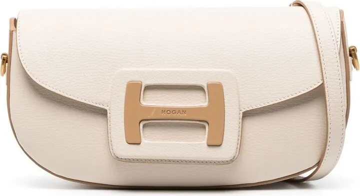 curved leather H-bag
