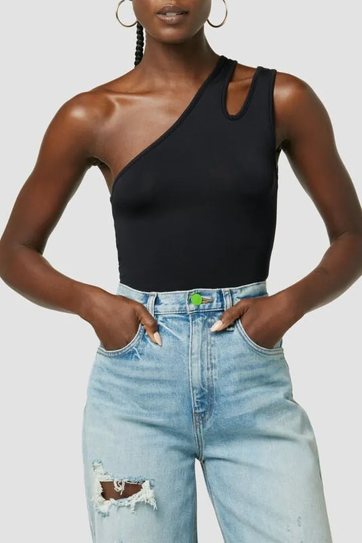 Hudson Jeans Zoe Costello Asymmetrical Bodysuit - Black