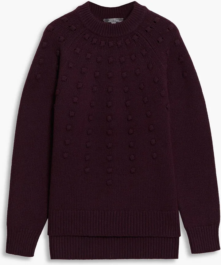 Pompom-embellished wool and cashmere-blend sweater