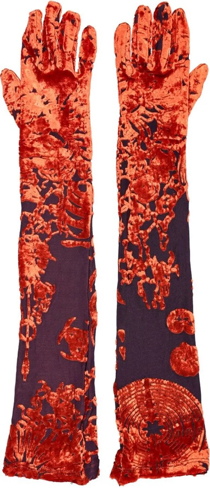 Geotic velvet devoré gloves