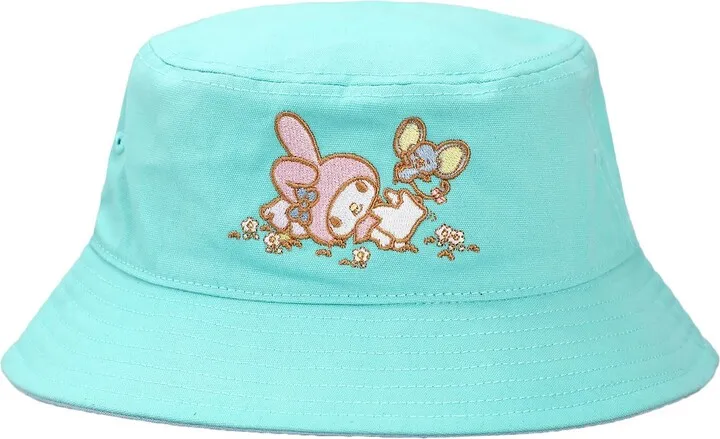 Hello Kitty My Melody Sanrio Embroidered Canvas Bucket Hat For Women